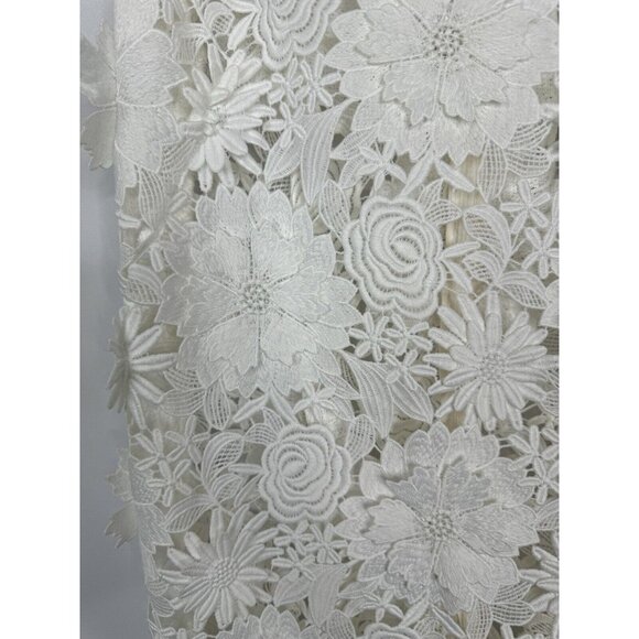 Milly 3D White Floral Embroidered Short‎ Sleeve Cocktail Mini Dress - Picture 5 of 11